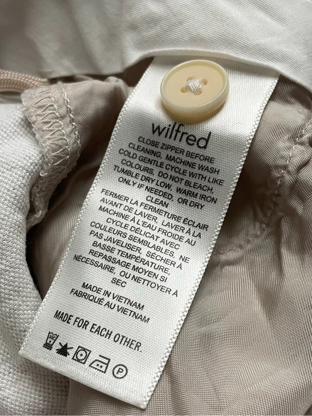 Wilfred Aritzia‎ Carrot Linen Cropped Pleated Tailored Pant 0 Ecru Cream Chic